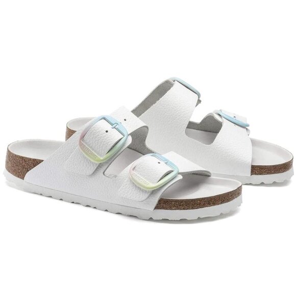 Birkenstock Arizona Big Buckle Rainbow Pastel Ombre White Leather Sandal 41/10.5 - Picture 1 of 14